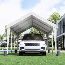 image-VEVOR Carport, 10x20 ft Heavy Duty Car Canopy Garage Boat Shelter Party Tent with 8 Reinforced Poles and 4 Weight Bags, UV Resistant Waterproof All-Season Tarp for SUV, F150, Car, Truck, Boat