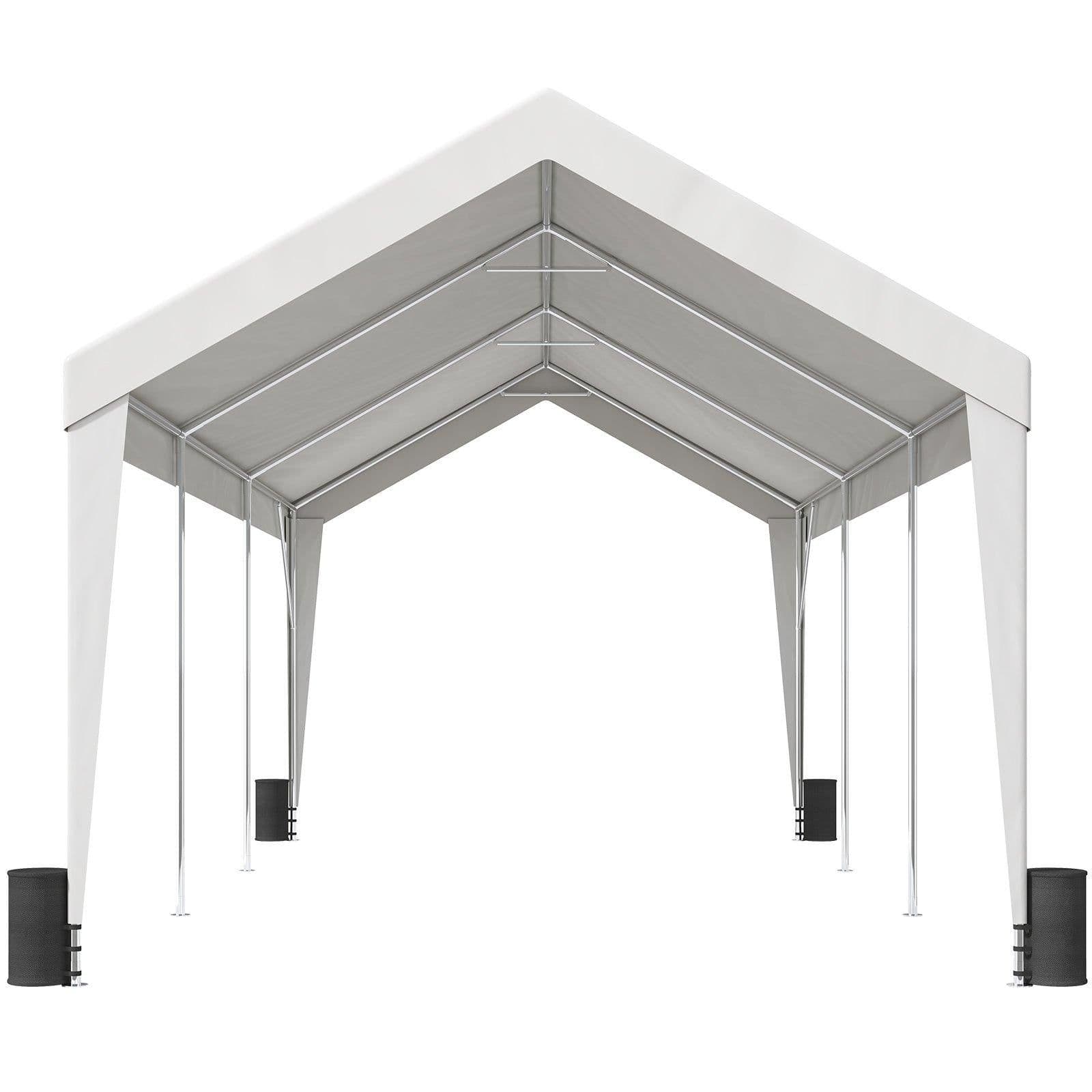 image-VEVOR Carport, 10x20 ft Heavy Duty Car Canopy Garage Boat Shelter Party Tent with 8 Reinforced Poles and 4 Weight Bags, UV Resistant Waterproof All-Season Tarp for SUV, F150, Car, Truck, Boat