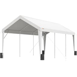 image-VEVOR Carport, 10x20 ft Heavy Duty Car Canopy Garage Boat Shelter Party Tent with 8 Reinforced Poles and 4 Weight Bags, UV Resistant Waterproof All-Season Tarp for SUV, F150, Car, Truck, Boat