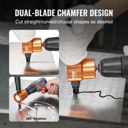 image-VEVOR Double Head Sheet Metal Nibbler Cutter, 360 Degree Metal Nibbler Drill Attachment with Extra Punch and Die, Cutting Hole Accessory and Step Drill Bit, for Straight Curve and Circle Cutting