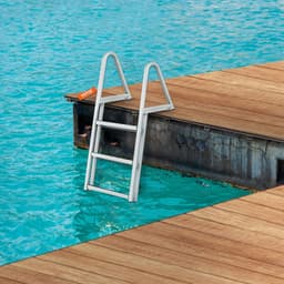 image-VEVOR Dock Ladder, Removable 3 Steps, 350 lbs Load Capacity, Aluminum Alloy Pontoon Boat Ladder with 4'' Wide Step & Nonslip Mat, Easy to Install for Ship/Lake/Pool/Marine Boarding