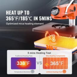 image-VEVOR 5-in-1 Heat Press Machine, 12" x 15" Fast Heating, 360 Swing Away Digital Sublimation Transfer, T-Shirt Vinyl Transfer Printer for Banners Canvas Bag Shirts Pillow Cups Caps Plates