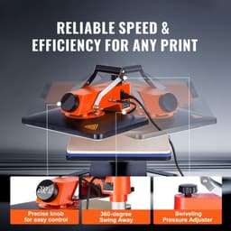 image-VEVOR 5-in-1 Heat Press Machine, 12" x 15" Fast Heating, 360 Swing Away Digital Sublimation Transfer, T-Shirt Vinyl Transfer Printer for Banners Canvas Bag Shirts Pillow Cups Caps Plates