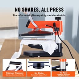 image-VEVOR 5-in-1 Heat Press Machine, 12" x 15" Fast Heating, 360 Swing Away Digital Sublimation Transfer, T-Shirt Vinyl Transfer Printer for Banners Canvas Bag Shirts Pillow Cups Caps Plates