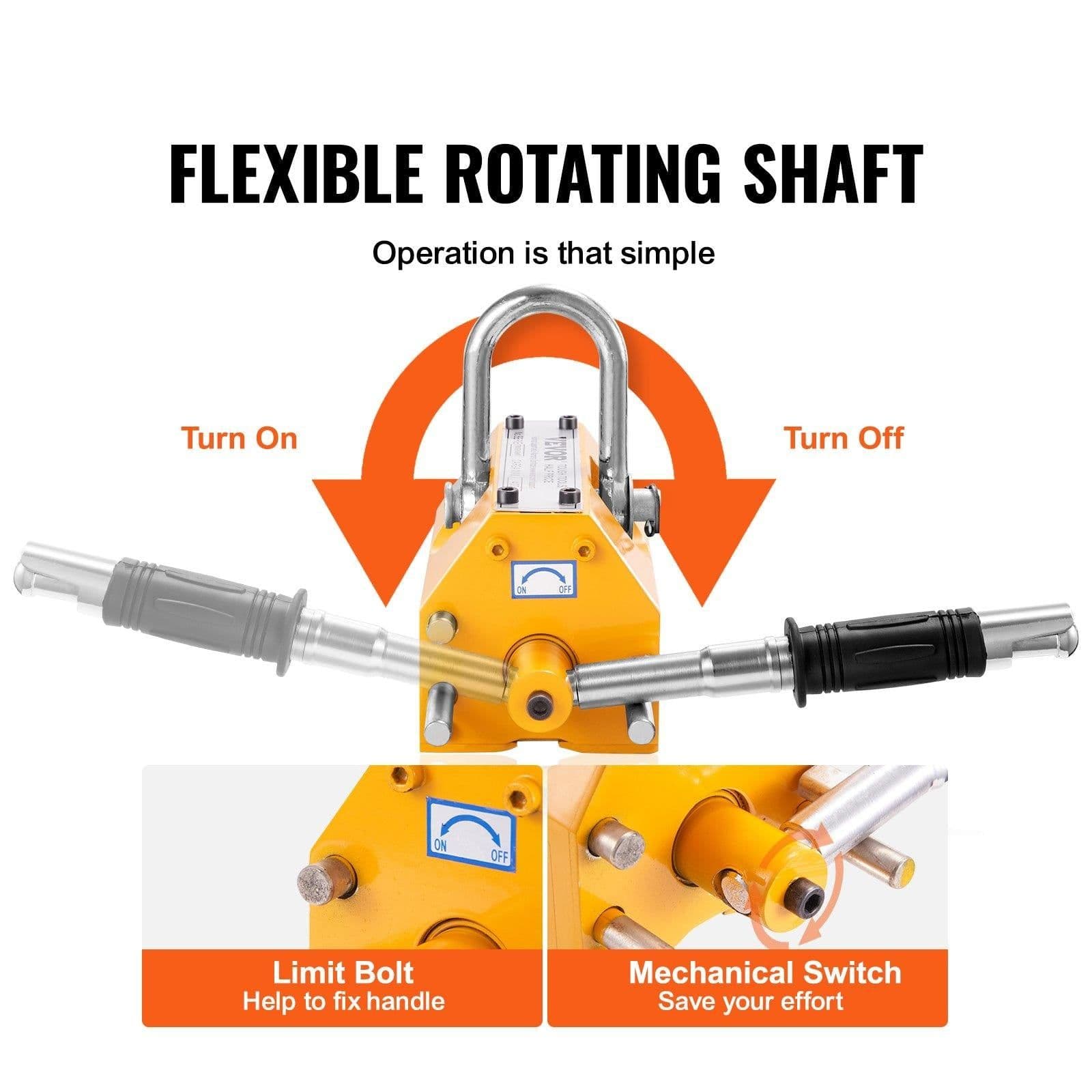 image-VEVOR Magnetic Lifter, 2200lbs/1000kg Pulling Capacity, 2.5 Safety Factor, Neodymium & Steel, Lifting Magnet with Release, Permanent Lift Magnets, Heavy Duty Magnet for Hoist, Shop Crane, Block, Board