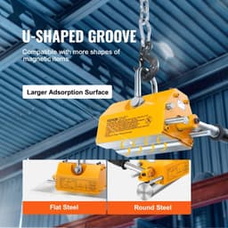 image-VEVOR Magnetic Lifter, 2200lbs/1000kg Pulling Capacity, 2.5 Safety Factor, Neodymium & Steel, Lifting Magnet with Release, Permanent Lift Magnets, Heavy Duty Magnet for Hoist, Shop Crane, Block, Board