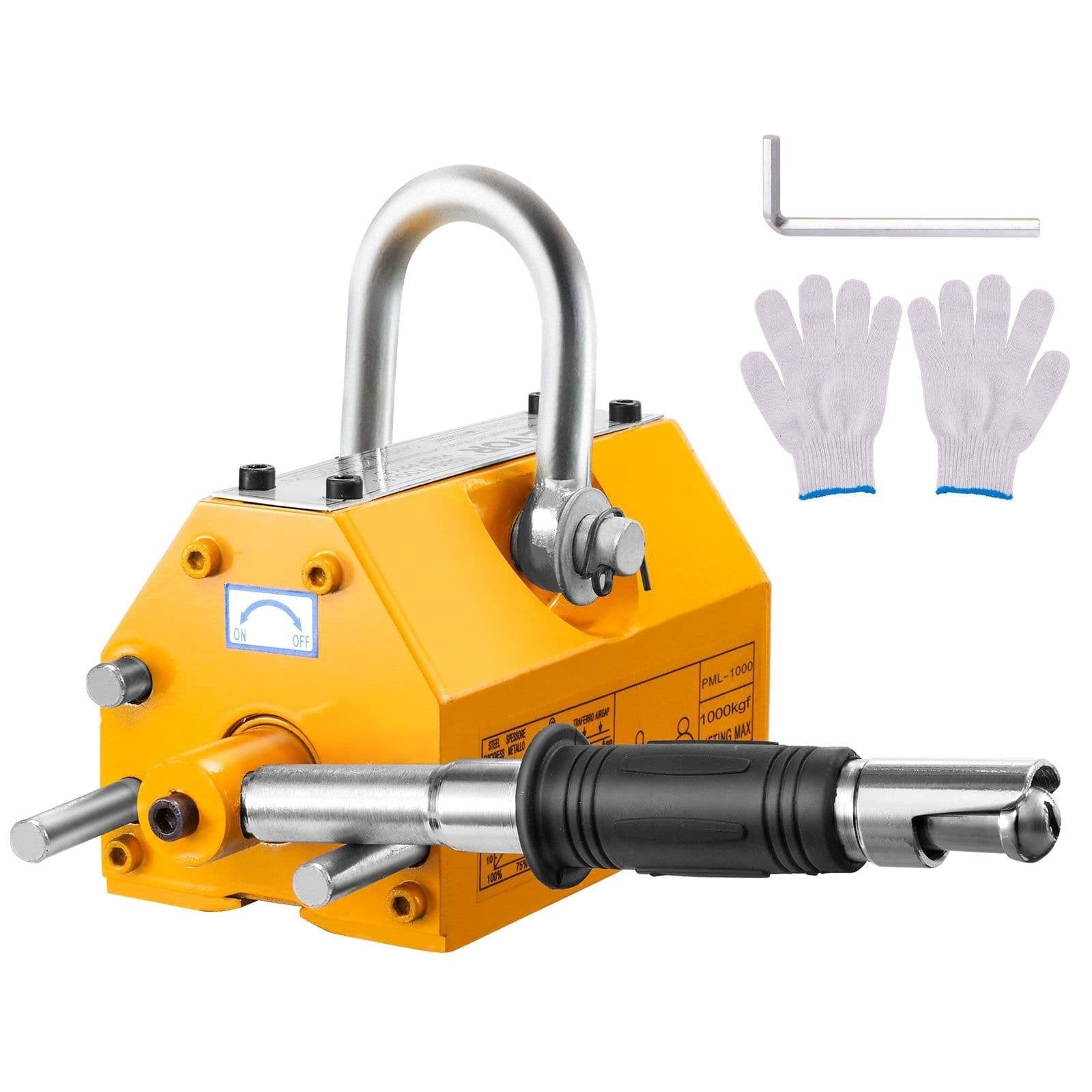 image-VEVOR Magnetic Lifter, 2200lbs/1000kg Pulling Capacity, 2.5 Safety Factor, Neodymium & Steel, Lifting Magnet with Release, Permanent Lift Magnets, Heavy Duty Magnet for Hoist, Shop Crane, Block, Board