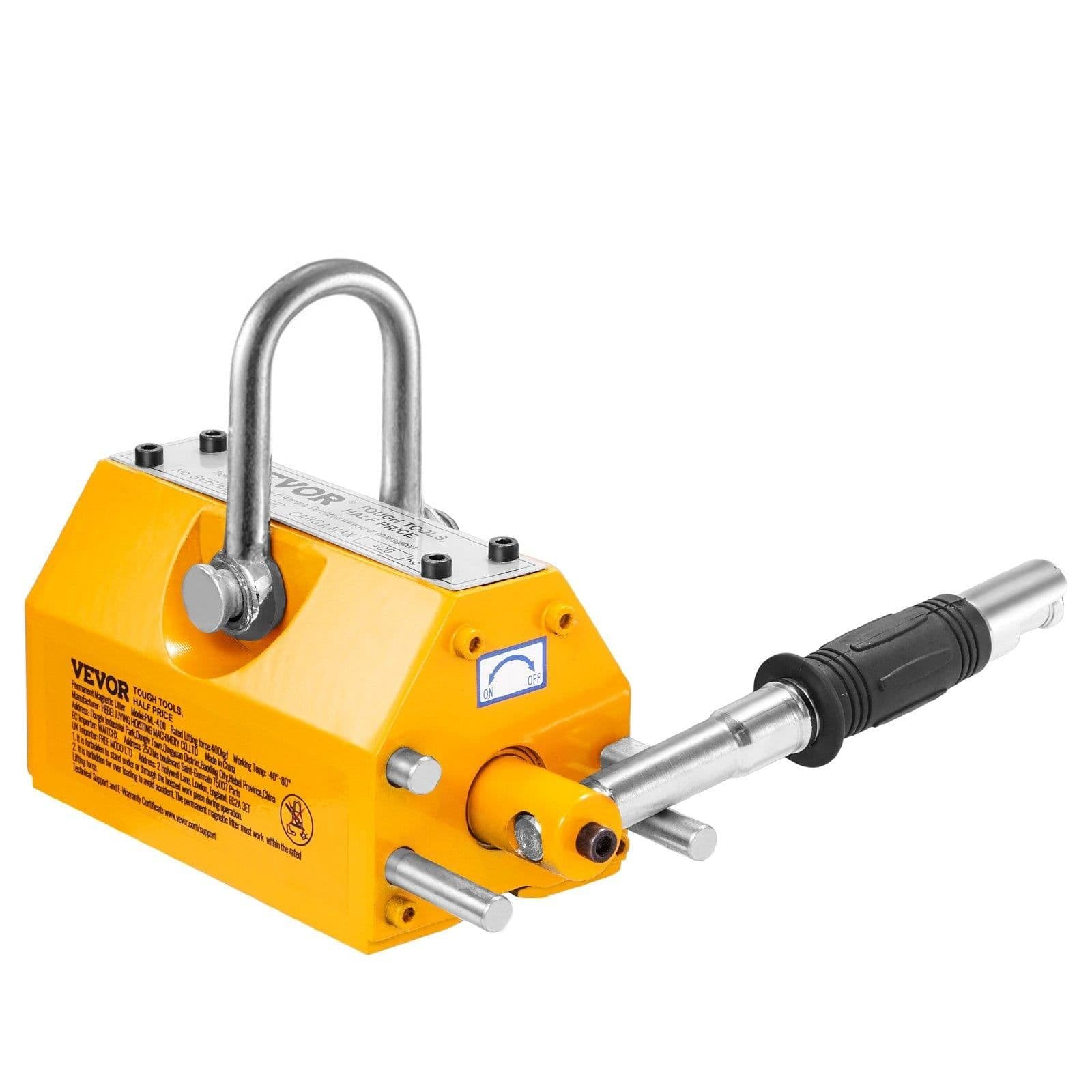 image-VEVOR Magnetic Lifter, 2200lbs/1000kg Pulling Capacity, 2.5 Safety Factor, Neodymium & Steel, Lifting Magnet with Release, Permanent Lift Magnets, Heavy Duty Magnet for Hoist, Shop Crane, Block, Board