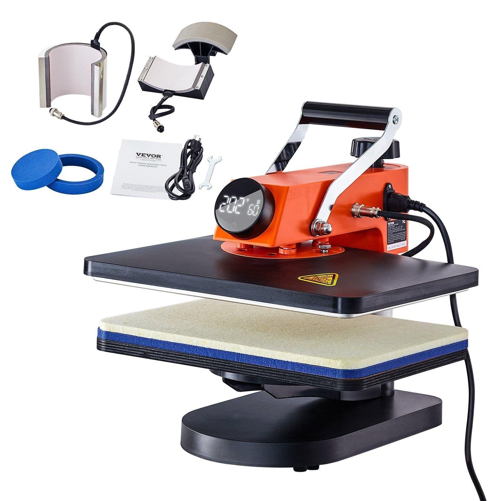 image-VEVOR 5-in-1 Heat Press Machine, 12" x 15" Fast Heating, 360 Swing Away Digital Sublimation Transfer, T-Shirt Vinyl Transfer Printer for Banners Canvas Bag Shirts Pillow Cups Caps Plates