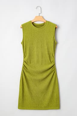 image-Spinach Green Ruched Bodycon Tank Dress