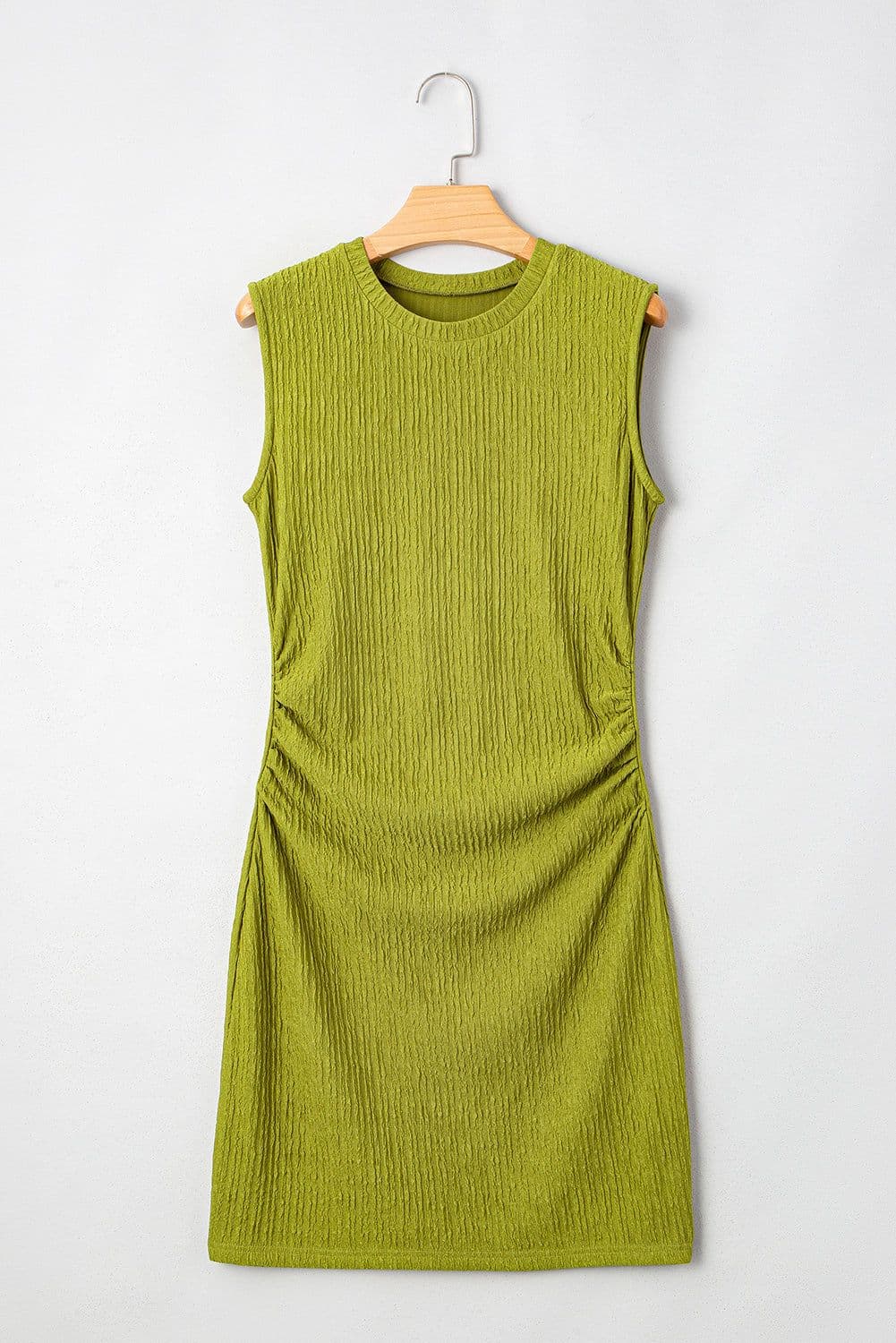 image-Spinach Green Ruched Bodycon Tank Dress