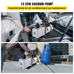 image-VEVOR Vacuum Pump 12CFM 1 HP Single Stage Air Conditioning Vacuum Pump 110V 5PA Ultimate Vacuum Refrigerant HVAC Air Tool Rotary Vane Vacuum Pump for Automobile Vacuum Evacuation (1-Stage, 12CFM)