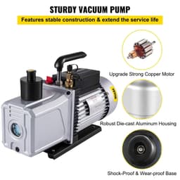 image-VEVOR Vacuum Pump 12CFM 1 HP Single Stage Air Conditioning Vacuum Pump 110V 5PA Ultimate Vacuum Refrigerant HVAC Air Tool Rotary Vane Vacuum Pump for Automobile Vacuum Evacuation (1-Stage, 12CFM)