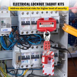 image-VEVOR 43 PCS Lockout Tagout Kits, Electrical Safety Loto Kit Includes Padlocks, 5 Kinds of Lockouts, Hasps, Tags & Ties, Box, Lockout Safety Tools for Electrical Risk Removal in Industrial, Machinery