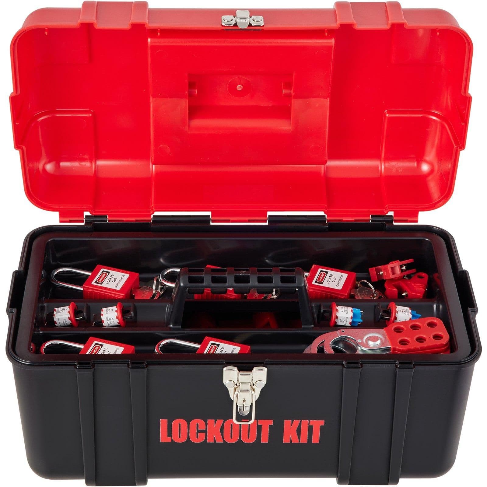 image-VEVOR 43 PCS Lockout Tagout Kits, Electrical Safety Loto Kit Includes Padlocks, 5 Kinds of Lockouts, Hasps, Tags & Ties, Box, Lockout Safety Tools for Electrical Risk Removal in Industrial, Machinery