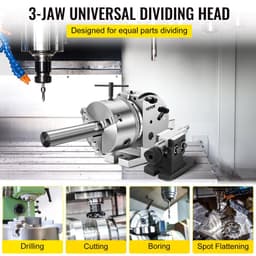 image-VEVOR Dividing Head BS-0 5Inch 3 Jaw Chuck Dividing Head Set Precision Semi Universal Dividing Head for Milling Machine Rotary Table Tailstock Milling Set (5 Inch Chuck)