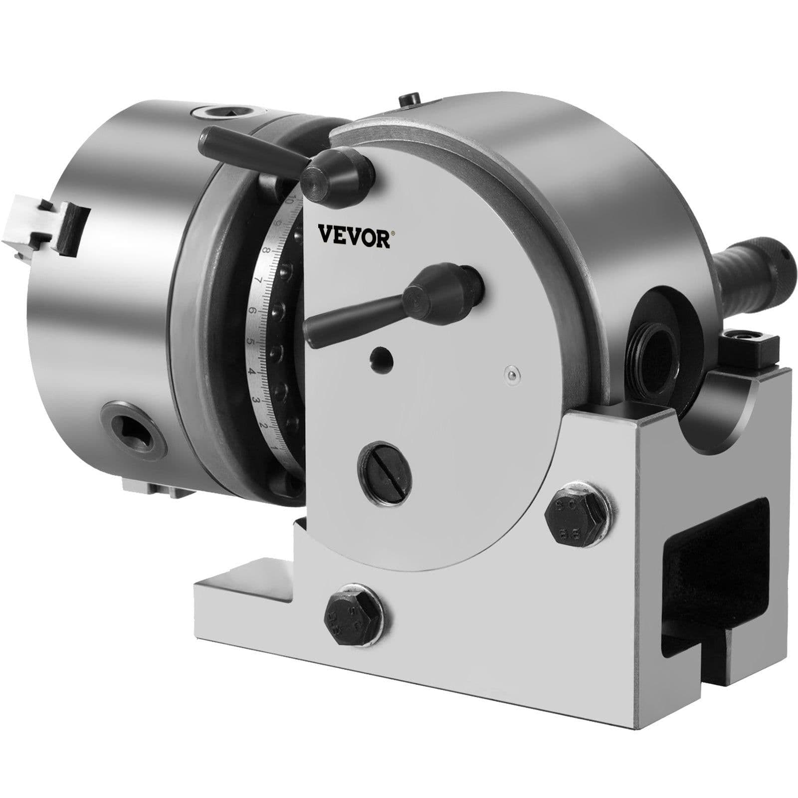 image-VEVOR Dividing Head BS-0 5Inch 3 Jaw Chuck Dividing Head Set Precision Semi Universal Dividing Head for Milling Machine Rotary Table Tailstock Milling Set (5 Inch Chuck)