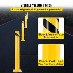 image-VEVOR Safety Bollard, 36 Inch Height Bollard Post, 5.5 Inch Diameter Steel Pipe Safety Bollard Post, Yellow Steel Bollard, Steel Safety Bollard with 8 Anchor Bolts, Perfect for Traffic-Sensitive Area