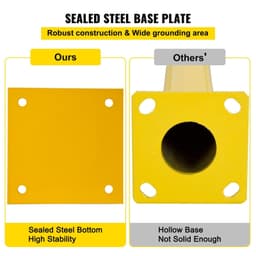 image-VEVOR Safety Bollard, 48 Inch Height Bollard Post, 4.5 Inch Diameter Steel Pipe Safety Bollard Post, Yellow Steel Bollard, Steel Safety Bollard with 8 Anchor Bolts, Perfect for Traffic-Sensitive Area