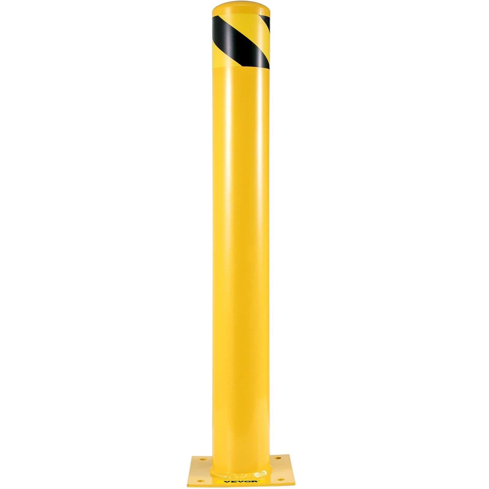 image-VEVOR Safety Bollard, 48 Inch Height Bollard Post, 5.5 Inch Diameter Steel Pipe Safety Bollard Post, Yellow Steel Bollard, Steel Safety Bollard with 8 Anchor Bolts, Perfect for Traffic-Sensitive Area