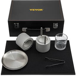 image-VEVOR Ice Ball Press Kit, Anodized 7075 Aluminum, with Silicone Moulds, Large Mat, Stainless Steel Tong & Two Glasses, Double Size Crystal Clear Rounds for Whiskeys, Cocktails on Parties & Holidays