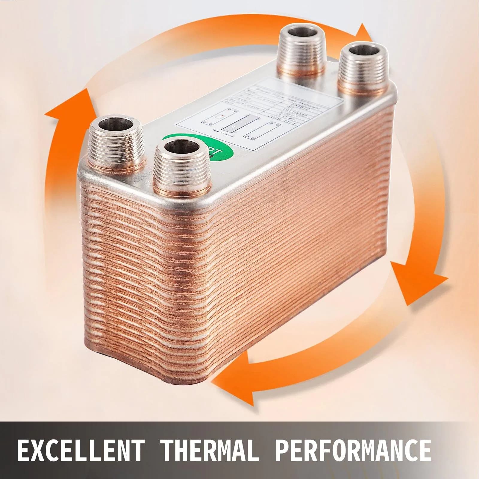 image-VEVOR Heat Exchanger 3"x7.5" 40 Plates Brazed Plate Heat Exchanger 316L 3/4" MPT Heat Exchanger B3-12A Beer Wort Chiller for Hydronic Heating