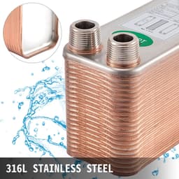 image-VEVOR Heat Exchanger 3"x7.5" 40 Plates Brazed Plate Heat Exchanger 316L 3/4" MPT Heat Exchanger B3-12A Beer Wort Chiller for Hydronic Heating