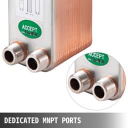 image-VEVOR Heat Exchanger 3"x7.5" 40 Plates Brazed Plate Heat Exchanger 316L 3/4" MPT Heat Exchanger B3-12A Beer Wort Chiller for Hydronic Heating