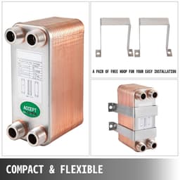 image-VEVOR Heat Exchanger 3"x7.5" 40 Plates Brazed Plate Heat Exchanger 316L 3/4" MPT Heat Exchanger B3-12A Beer Wort Chiller for Hydronic Heating