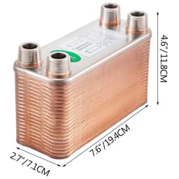 image-VEVOR Heat Exchanger 3"x7.5" 40 Plates Brazed Plate Heat Exchanger 316L 3/4" MPT Heat Exchanger B3-12A Beer Wort Chiller for Hydronic Heating