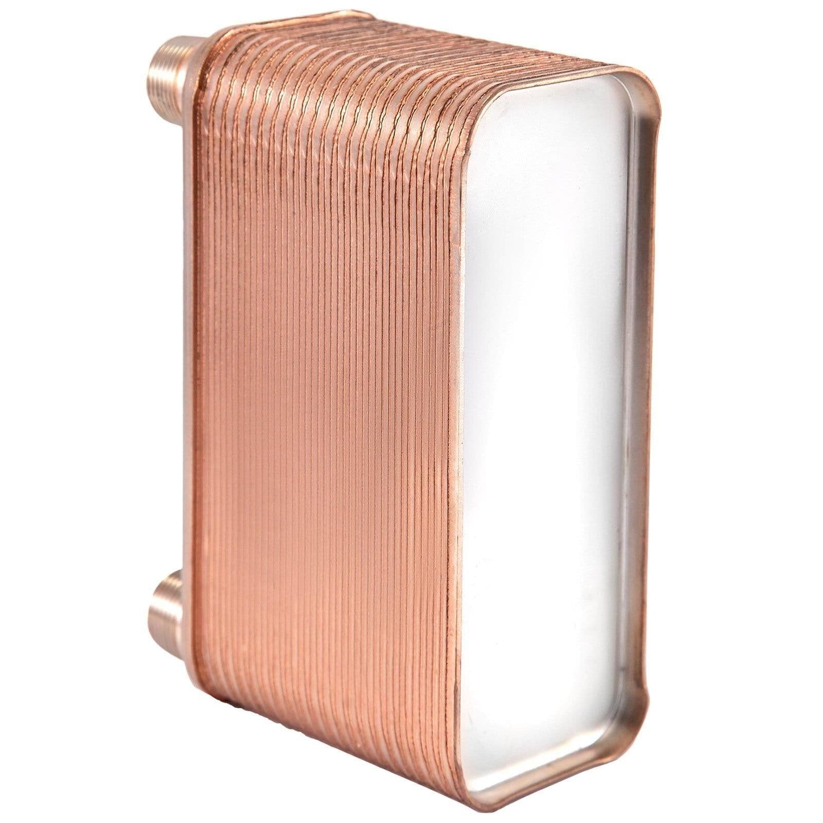 image-VEVOR Heat Exchanger 3"x7.5" 40 Plates Brazed Plate Heat Exchanger 316L 3/4" MPT Heat Exchanger B3-12A Beer Wort Chiller for Hydronic Heating
