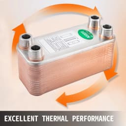 image-VEVOR Heat Exchanger 3"x7.5" 30 Plates Brazed Plate Heat Exchanger 316L 3/4" MPT Heat Exchanger B12-30 Beer Wort Chiller for Hydronic Heating