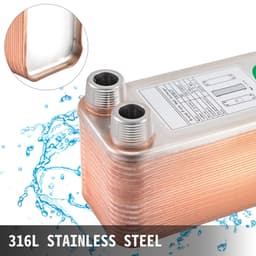 image-VEVOR Heat Exchanger 3"x7.5" 30 Plates Brazed Plate Heat Exchanger 316L 3/4" MPT Heat Exchanger B12-30 Beer Wort Chiller for Hydronic Heating