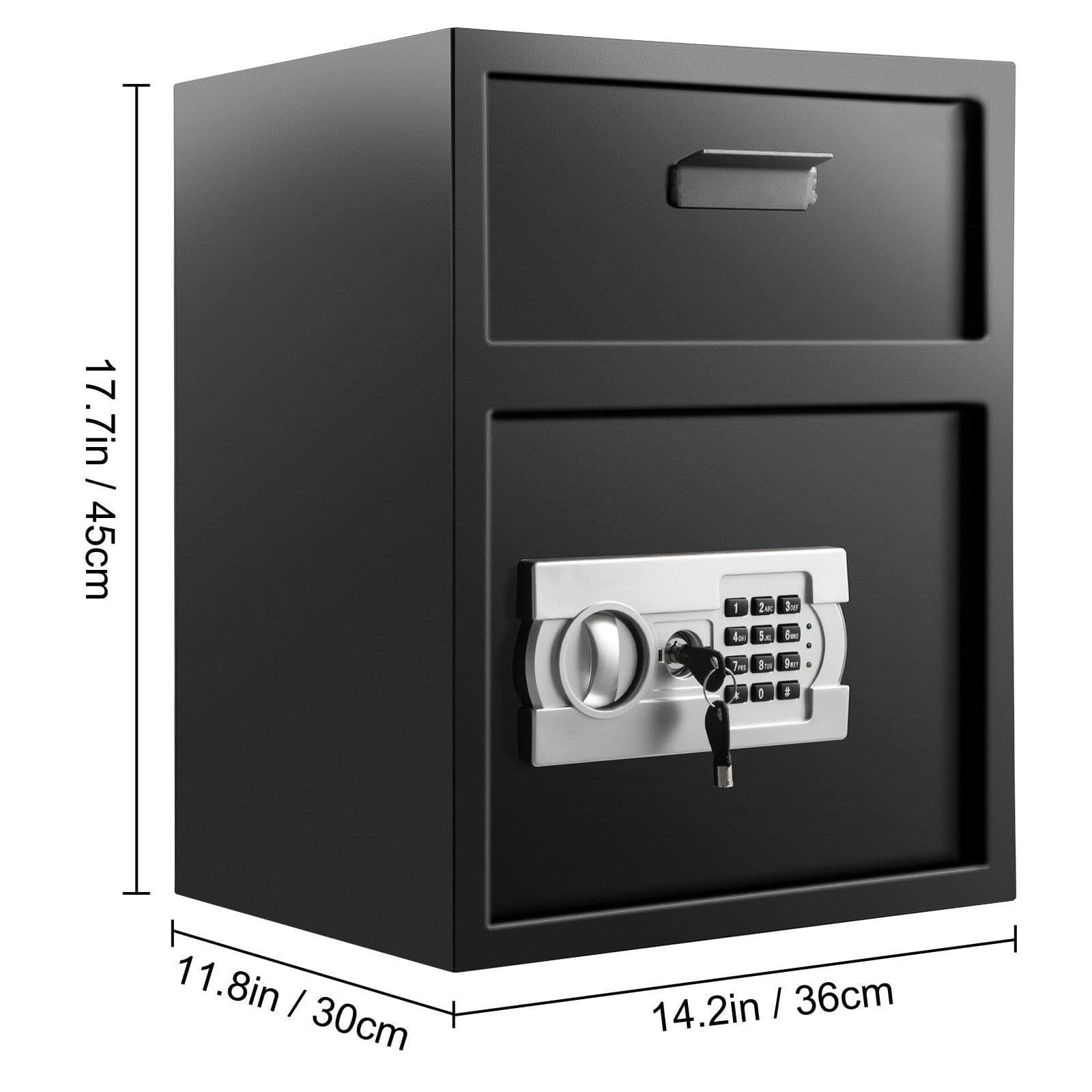 image-VEVOR Digital Depository Safe 1.7 Cubic Feet Made of Carbon Steel Electronic Code Lock Depository Safe with Deposit Slot with Two Emergency Keys Depository Box for Home Hotel Restaurant and Office