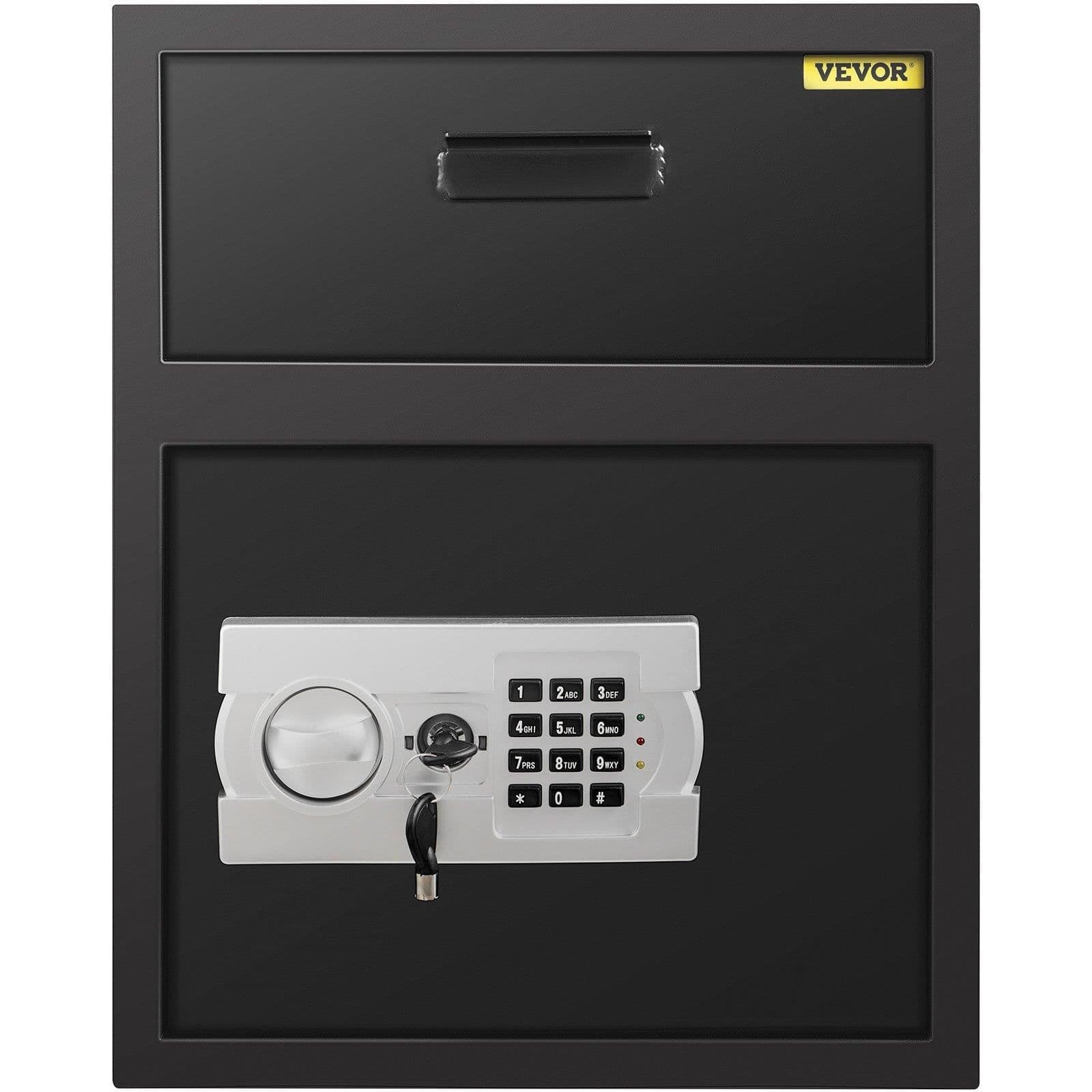 image-VEVOR Digital Depository Safe 1.7 Cubic Feet Made of Carbon Steel Electronic Code Lock Depository Safe with Deposit Slot with Two Emergency Keys Depository Box for Home Hotel Restaurant and Office