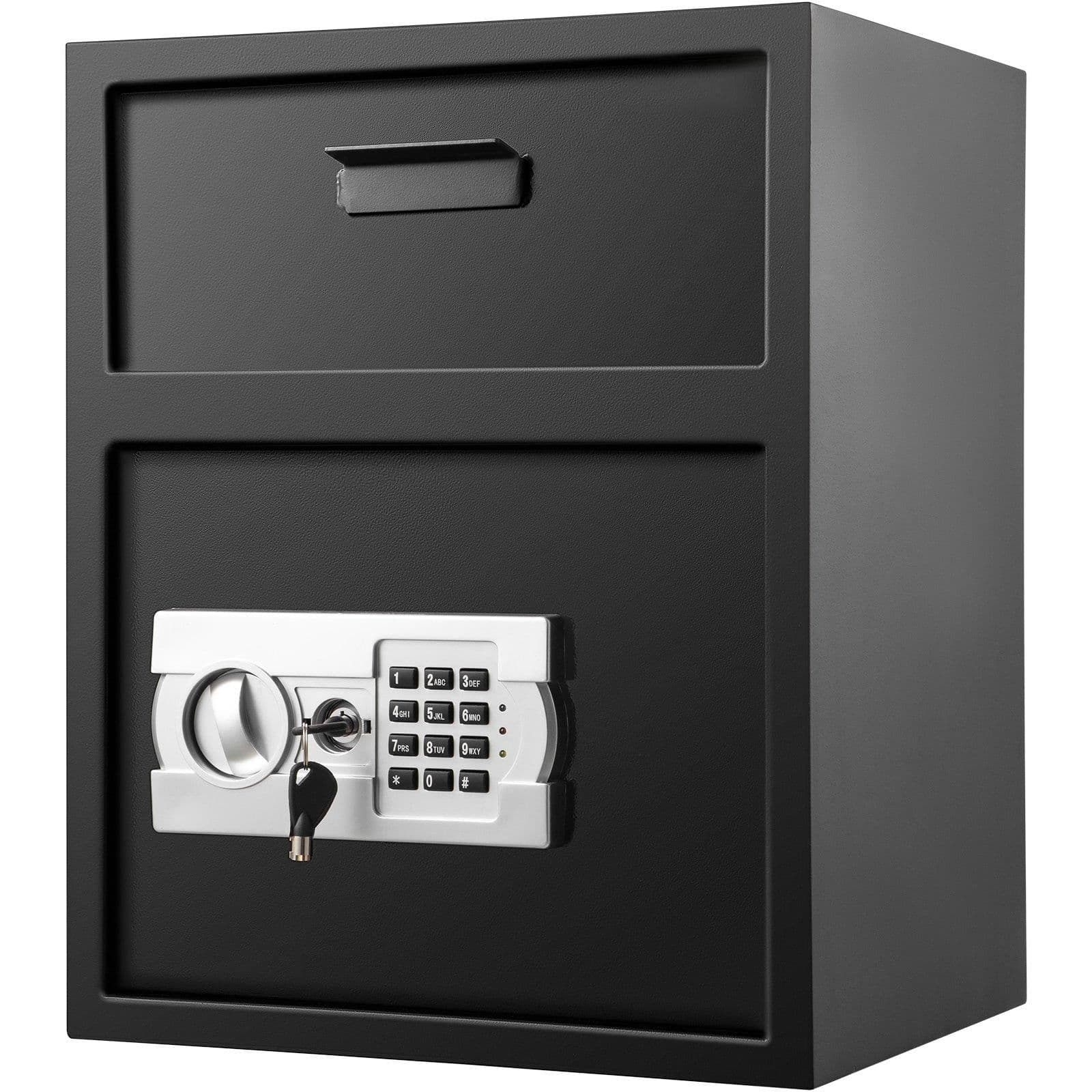 image-VEVOR Digital Depository Safe 1.7 Cubic Feet Made of Carbon Steel Electronic Code Lock Depository Safe with Deposit Slot with Two Emergency Keys Depository Box for Home Hotel Restaurant and Office