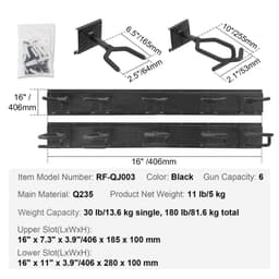 image-VEVOR Gun Rack, Indoor Gun Rack Wall Mount, 6-Slot Vertical Rifle Shotgun Gun Rack, 180 lb Heavy Duty Metal Wall Gun Rack Display Stand with Soft Padding