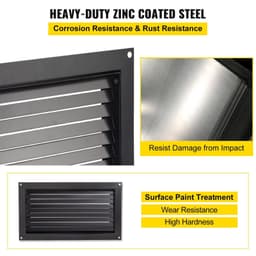 image-VEVOR Foundation Flood Vent, 8" Height x 16" Width Flood Vent, to Reduce Foundation Damage and Flood Risk, Black, Wall Mounted Flood Vent, for Garages & Full Height Enclosures