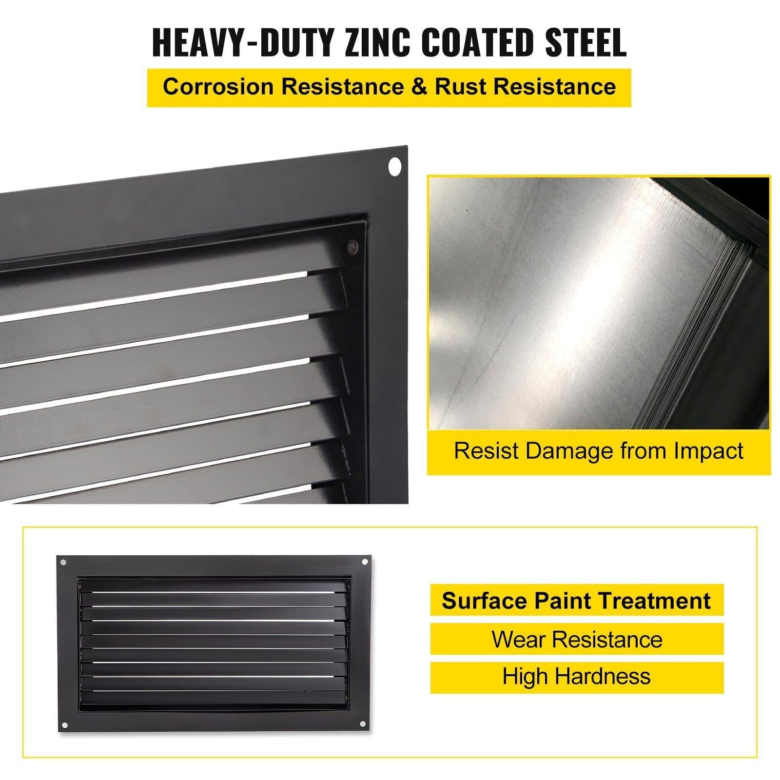 image-VEVOR Foundation Flood Vent, 8" Height x 16" Width Flood Vent, to Reduce Foundation Damage and Flood Risk, Black, Wall Mounted Flood Vent, for Garages & Full Height Enclosures