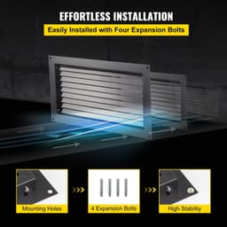 image-VEVOR Foundation Flood Vent, 8" Height x 16" Width Flood Vent, to Reduce Foundation Damage and Flood Risk, Black, Wall Mounted Flood Vent, for Garages & Full Height Enclosures