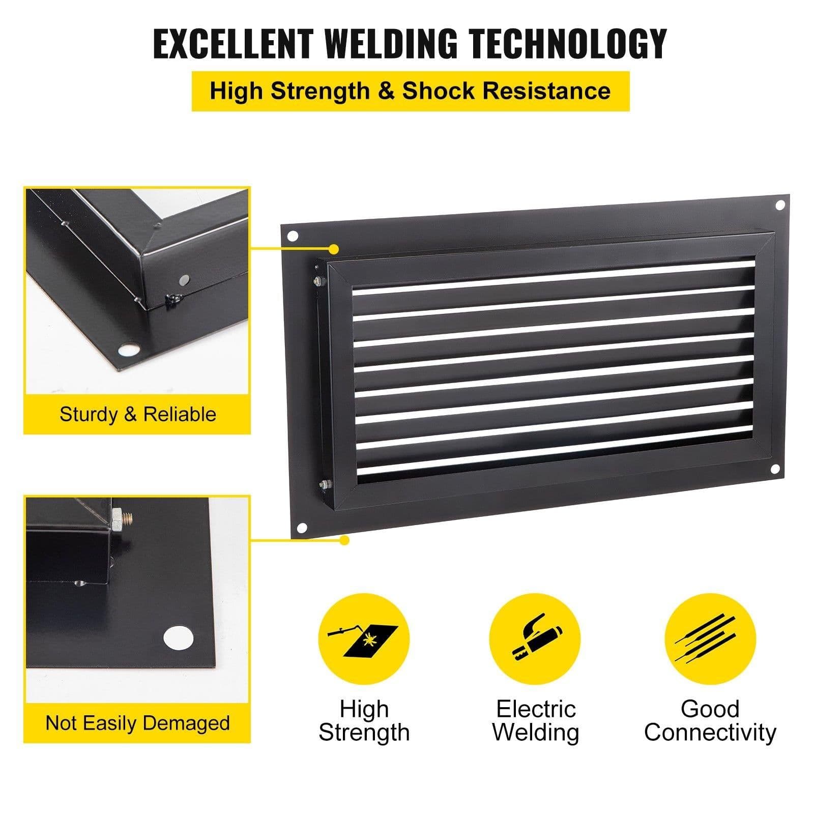 image-VEVOR Foundation Flood Vent, 8" Height x 16" Width Flood Vent, to Reduce Foundation Damage and Flood Risk, Black, Wall Mounted Flood Vent, for Garages & Full Height Enclosures