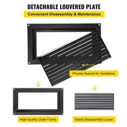 image-VEVOR Foundation Flood Vent, 8" Height x 16" Width Flood Vent, to Reduce Foundation Damage and Flood Risk, Black, Wall Mounted Flood Vent, for Garages & Full Height Enclosures