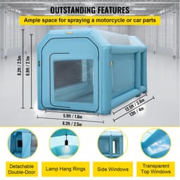 image-VEVOR Portable Inflatable Paint Booth, 13 x 8 x 8ft Inflatable Spray Booth, Car Paint Tent with Air Filter System & 2 Blowers, Upgraded Blow Up Spray Booth Tent, Auto Paint Workstation Motorcycle Gara