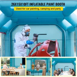 image-VEVOR 26x15x10ft Portable Inflatable Paint Booth,Inflatable Spray Booth, Car Paint Tent with Air Filter System & 2 Blowers, Upgraded Blow Up Spray Booth Tent, Auto Paint Workstation, Car Parking Gara
