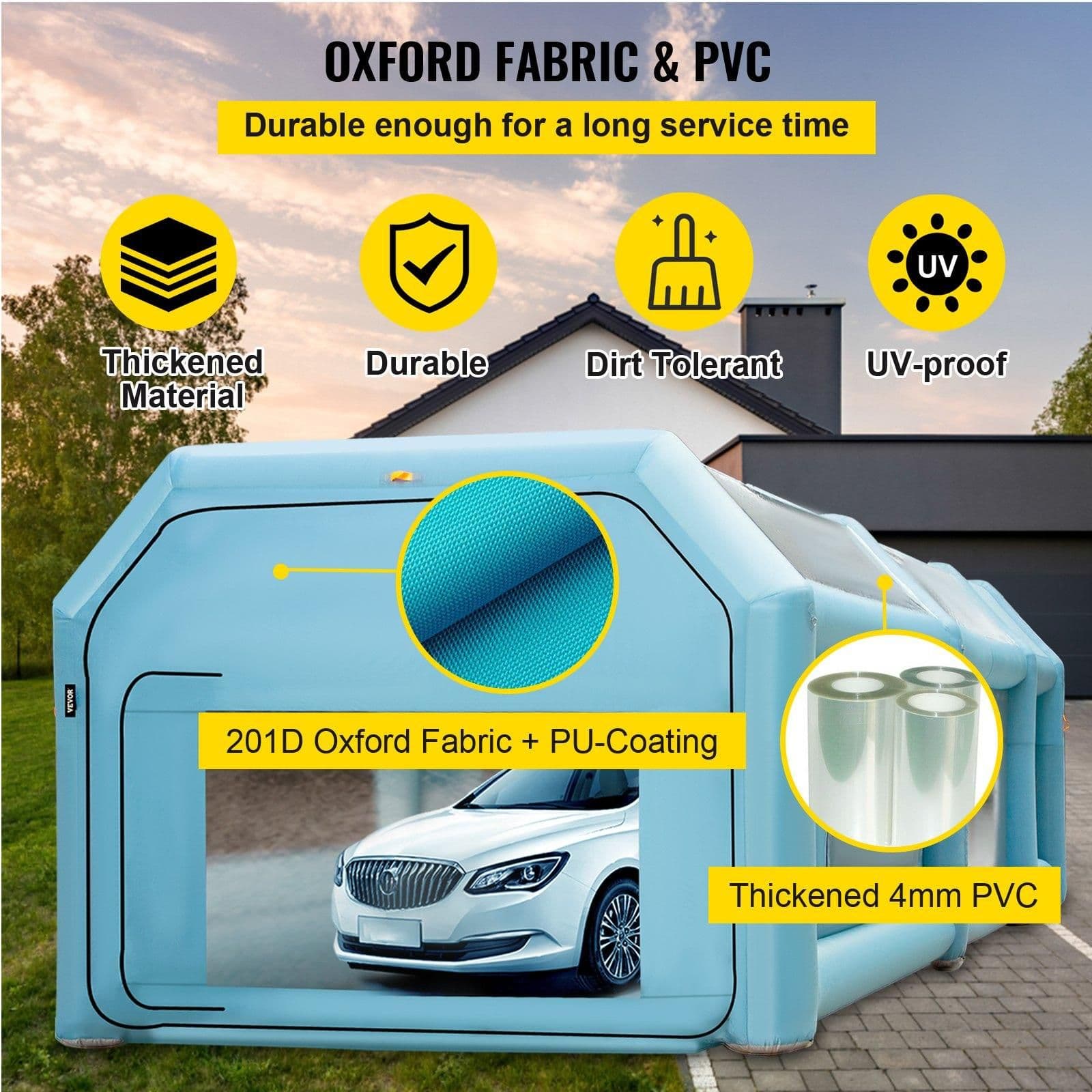 image-VEVOR 26x15x10ft Portable Inflatable Paint Booth,Inflatable Spray Booth, Car Paint Tent with Air Filter System & 2 Blowers, Upgraded Blow Up Spray Booth Tent, Auto Paint Workstation, Car Parking Gara