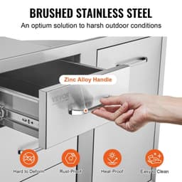 image-VEVOR Outdoor Kitchen Door Drawer Combo 29.5" W x 22.6" H x 21.7''D, Access Door/Triple Drawers with Propane Drawer and Adjustable Garbage Ring, Perfect for BBQ Island Patio Grill Station