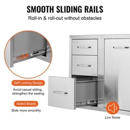 image-VEVOR Outdoor Kitchen Door Drawer Combo 29.5" W x 22.6" H x 21.7''D, Access Door/Triple Drawers with Propane Drawer and Adjustable Garbage Ring, Perfect for BBQ Island Patio Grill Station