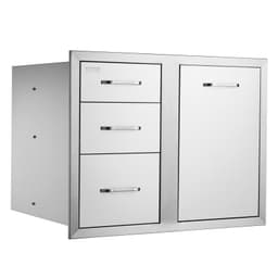 image-VEVOR Outdoor Kitchen Door Drawer Combo 29.5" W x 22.6" H x 21.7''D, Access Door/Triple Drawers with Propane Drawer and Adjustable Garbage Ring, Perfect for BBQ Island Patio Grill Station