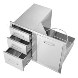 image-VEVOR Outdoor Kitchen Door Drawer Combo 29.5" W x 22.6" H x 21.7''D, Access Door/Triple Drawers with Propane Drawer and Adjustable Garbage Ring, Perfect for BBQ Island Patio Grill Station