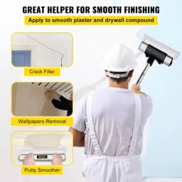 image-VEVOR Skimming Blade Set,10"+24"+32" Blades + 35"-78" Extension Handle,European Stainless Steel Construction Knife, Aluminum Blade Profile Smoothing Knockdown Spatula for Gyprock/Drywall/Wall-Boa